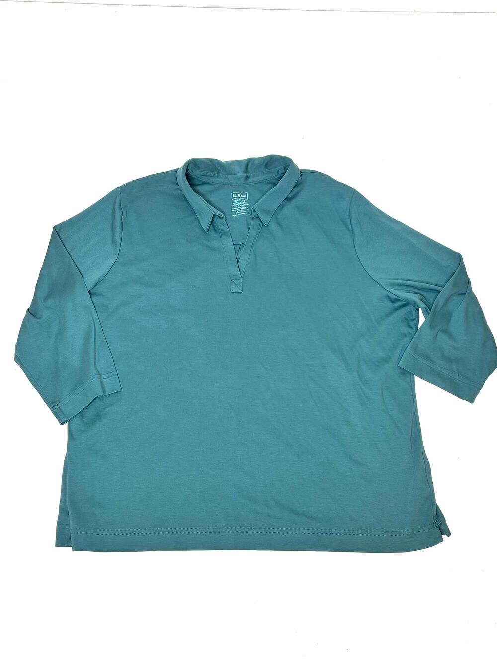 LL Bean Women’s Pima Cotton Long Sleeve Polo Teal 3X